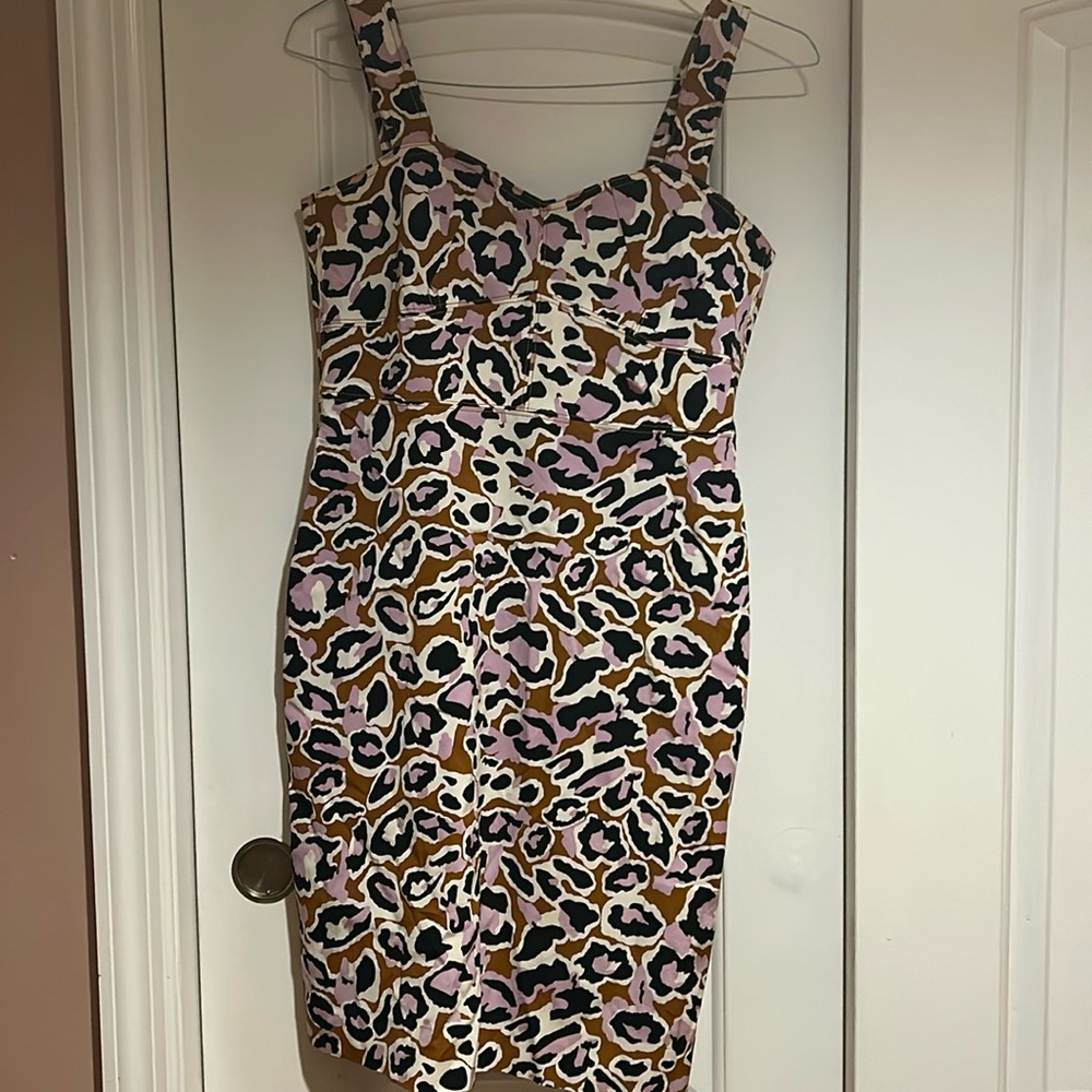 J crew leopard like sheath dress.
